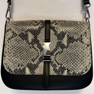 Valentina‎ Fiore Genuine Leather Snake Embossed Crossbody Bag Made in Italy